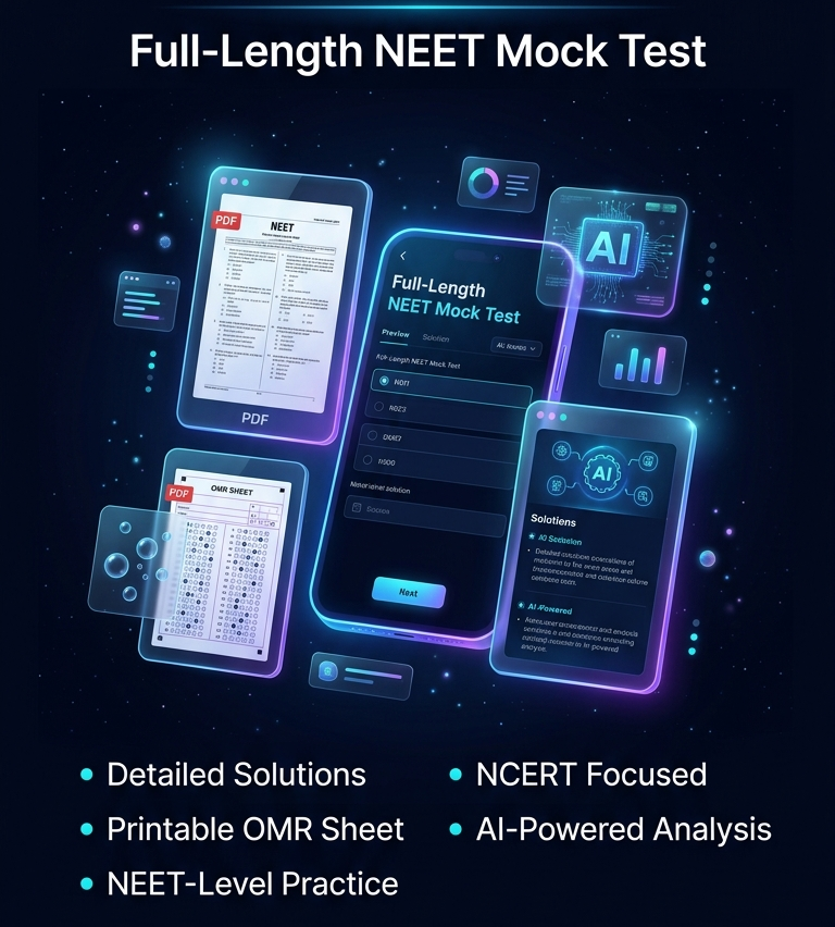 Full-Length NEET Mock Test + Detailed Solutions + Printable OMR Sheet