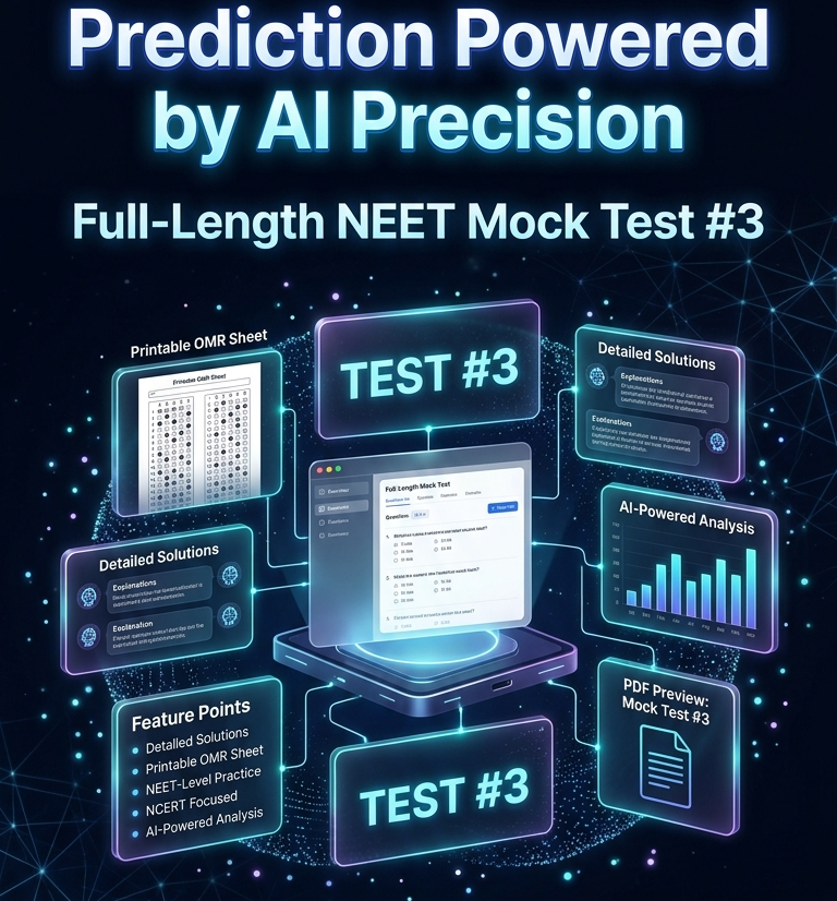 Full-Length NEET Mock Test #3 + Detailed Solutions + Printable OMR Sheet