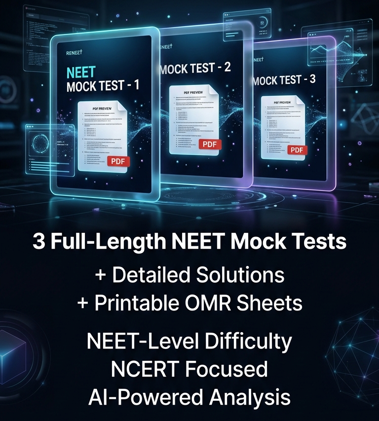 3 Full-Length NEET Mock Tests + Detailed Solutions + Printable OMR Sheets